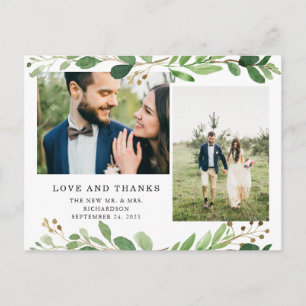 Carte Postale Feuille botanique Deux Merci Mariage photo