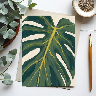 Carte Postale Feuille de Monstera verte aquarelle de plante bota