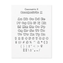 Feuille d'échantillonnage de police géométrique X 