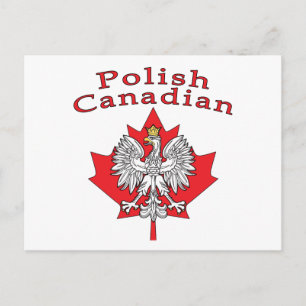 Carte Postale Feuille d'érable avec Canadien Polonais