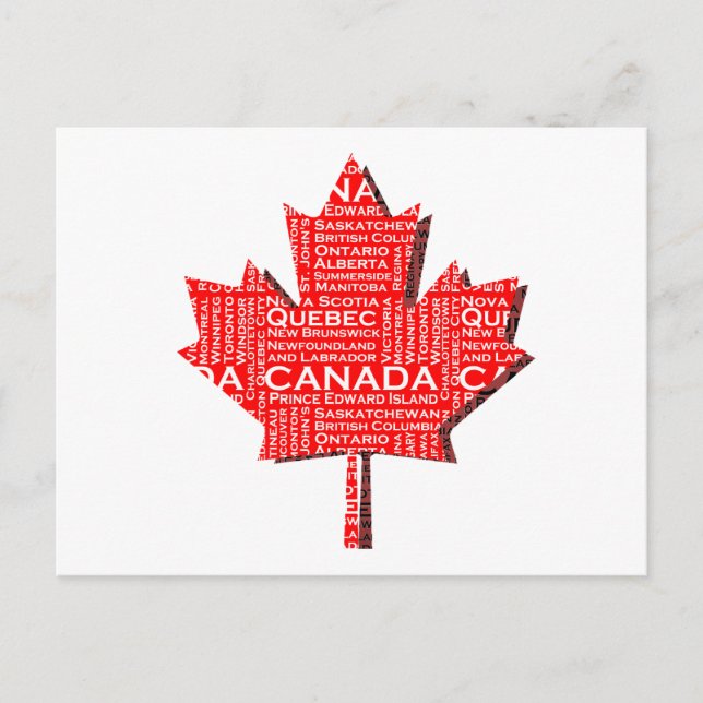 Carte Postale Feuille d'érable canadienne avec texte (Devant)