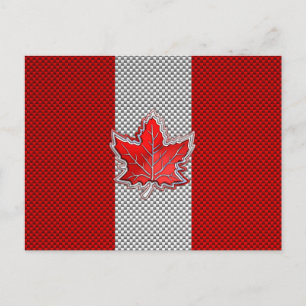 Carte Postale Feuille d'érable rouge canadienne en fibre de carb