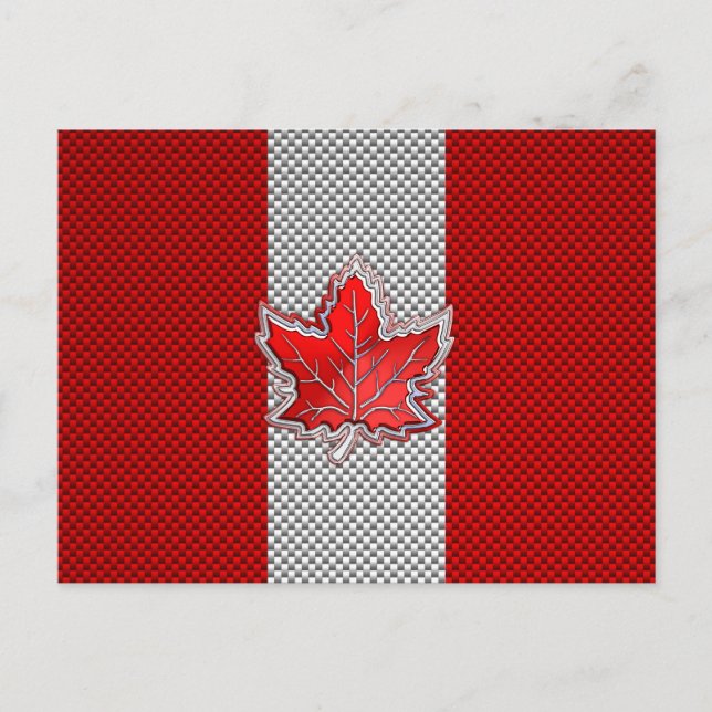 Carte Postale Feuille d'érable rouge canadienne en fibre de carb (Devant)