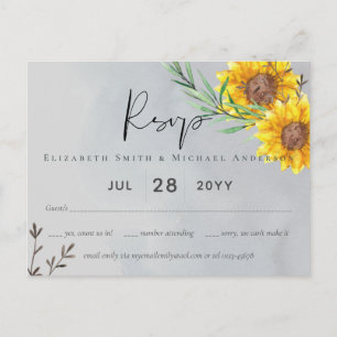 Carte Postale Feuille d'olive tournesols Mariage rustique