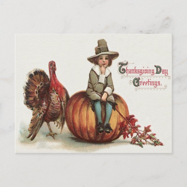 Carte Postale Feuille mignon d'automne de citrouille de la (Devant)