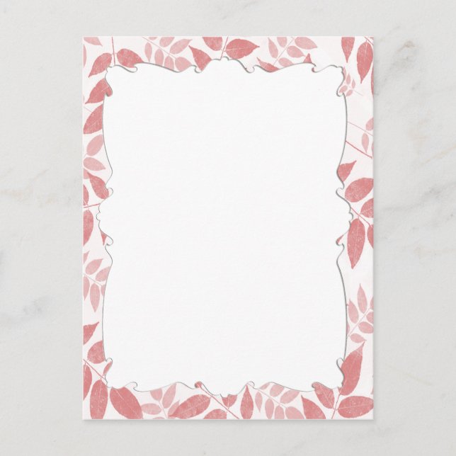 Carte postale Feuille rose (Devant)