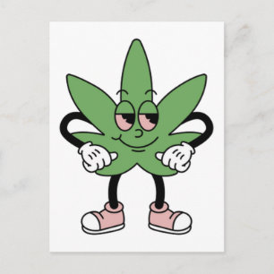 Carte Postale Feuille verte de dessin animé