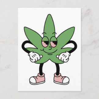 Carte Postale Feuille verte de dessin animé