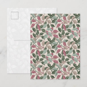 Carte Postale Feuilles Botaniques Vert Sauge Blush Floral Doux