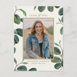 Carte Postale Feuilles botaniques vintages Beige Photo Graduatio