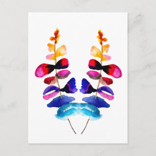 Carte Postale Feuilles colorées mignonnes aquarelle