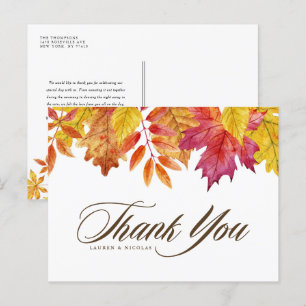 Carte Postale Feuilles d'automne à l'aquarelle remerciements de 