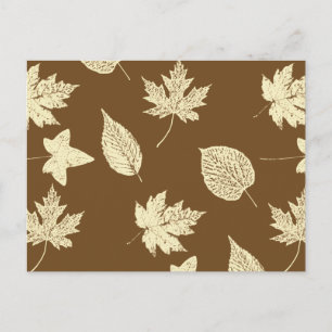 Carte Postale Feuilles d'automne - beige et chocolat