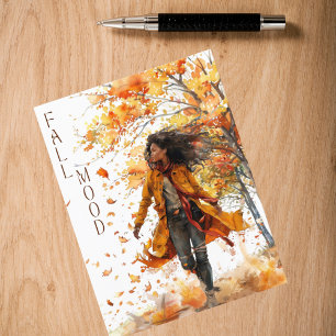 Carte Postale Feuilles d'automne en aquarelle Humeur d'automne