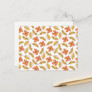 Carte Postale Feuilles d'automne en chute chaude avec fleurs