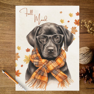 Carte Postale Feuilles d'automne orange brûlé Black Lab Humeur d