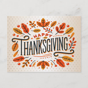 Carte Postale Feuilles de automne orange bon thanksgiving