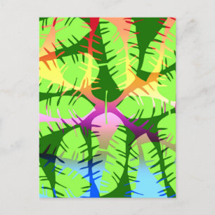 CARTE POSTALE FEUILLES DE BANANE ABSTRAITE BOTANIQUE