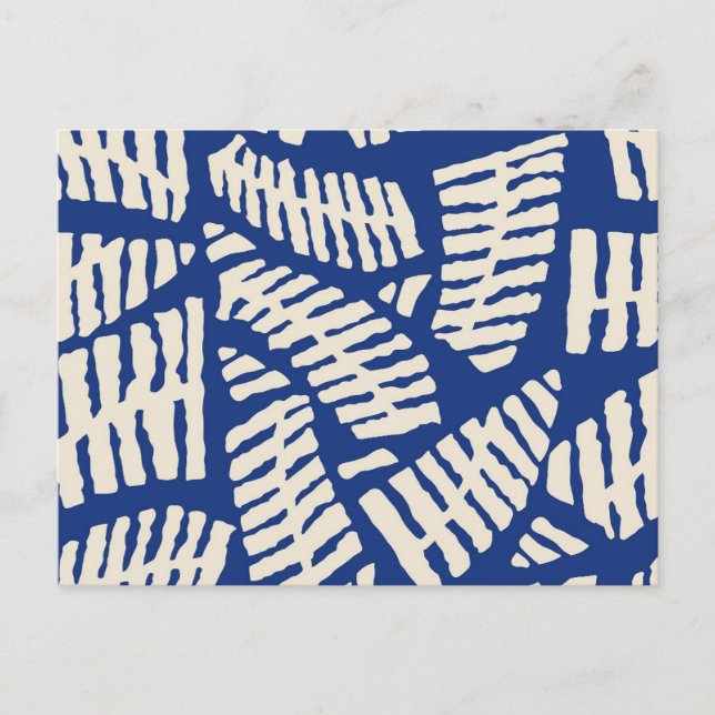 Carte Postale Feuilles de foune bleue Motif Abstrait géométrique (Devant)