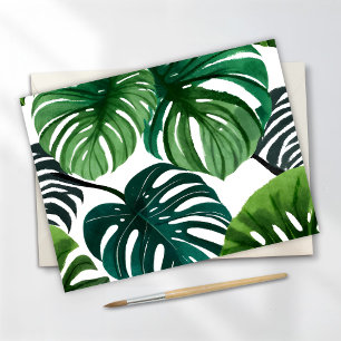Carte Postale Feuilles de Monstera Aquarelle Moderne Simple