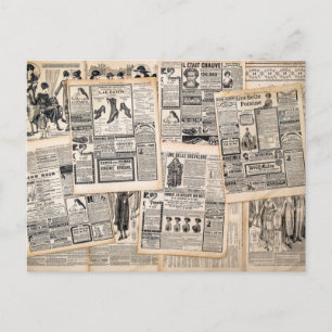Carte Postale Feuilles de publicité de journaux anciens Découpag