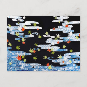 Carte Postale Feuilles d'érable dans la rivière Tatsuta - art vi