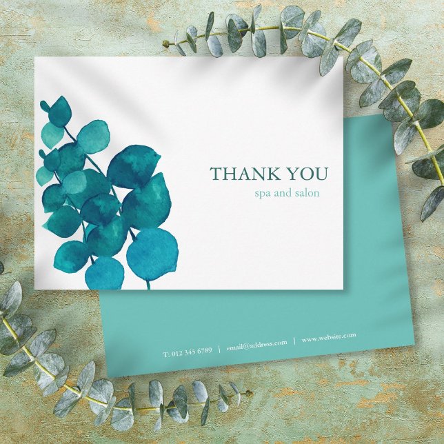 Carte Postale Feuilles d'eucalyptus de remerciement pour entrepr (Modern Business Eucalyptus Leaves Thank You Postcard)