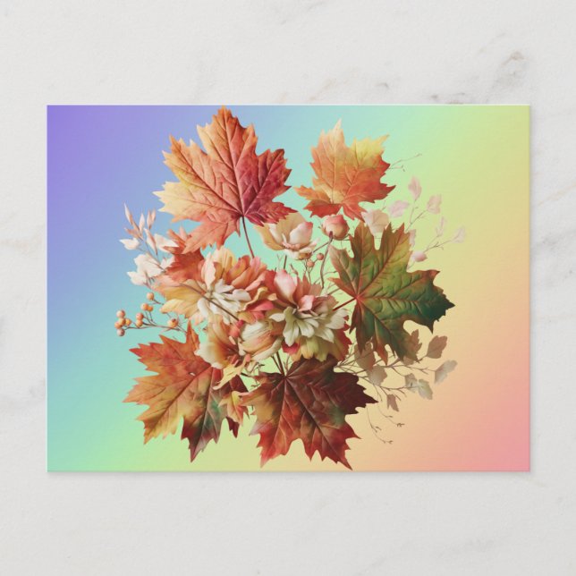 Carte Postale Feuilles et fleurs d'automne en bouquet d'automne (Devant)