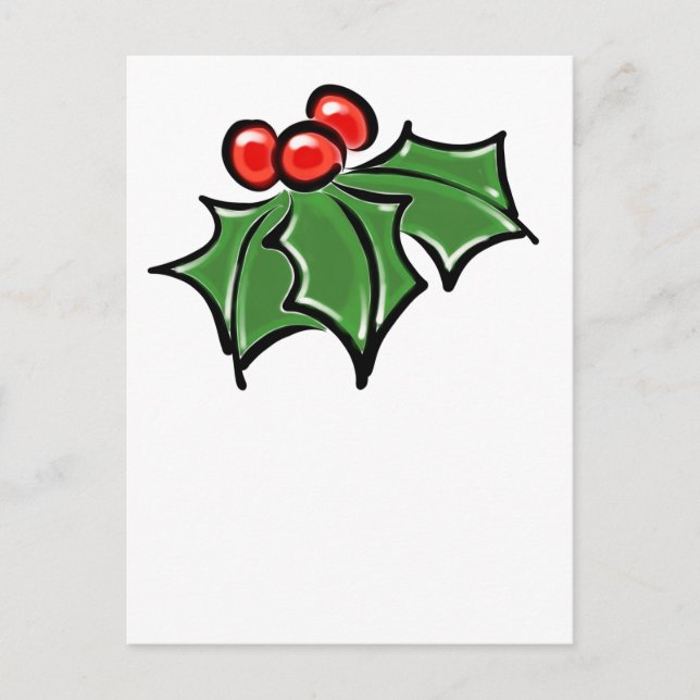 Carte Postale Feuilles Holly, baies Holly, motif de vacances amu (Devant)