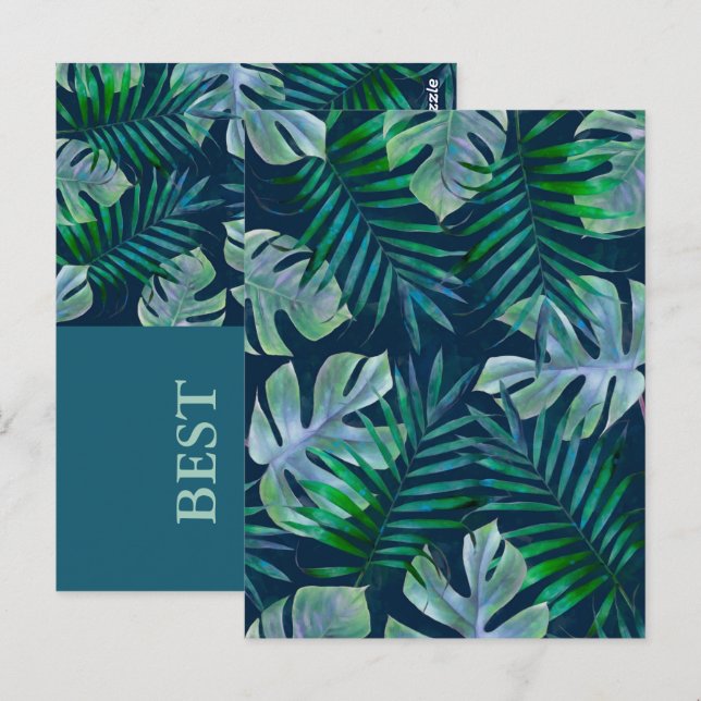 Carte Postale Feuilles tropicaux de nuit (Devant / Derrière)