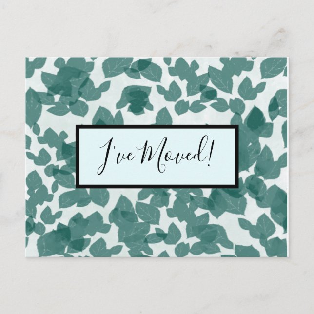Carte Postale Feuilles verts sur le changement d'adresse en bleu (Devant)