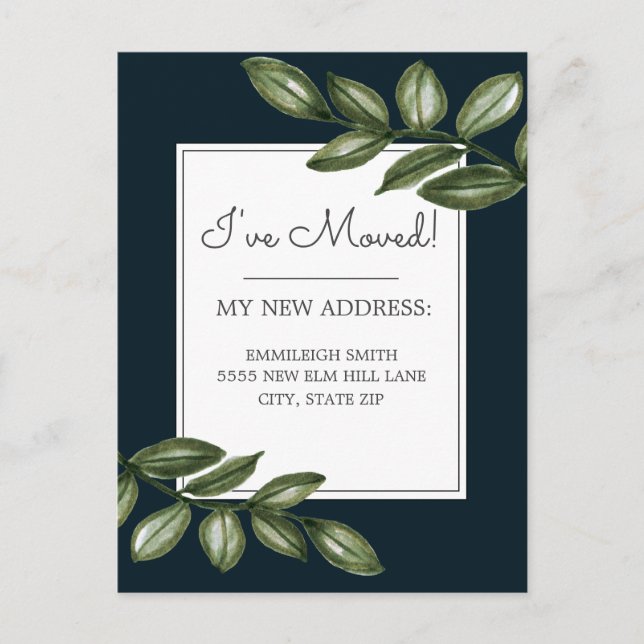 Carte Postale Feuilles verts sur tableau noir Chaler Adresse (Devant)