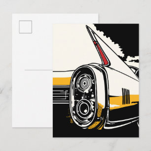 Carte Postale Feux arrière de voiture rétro classique Illustrati
