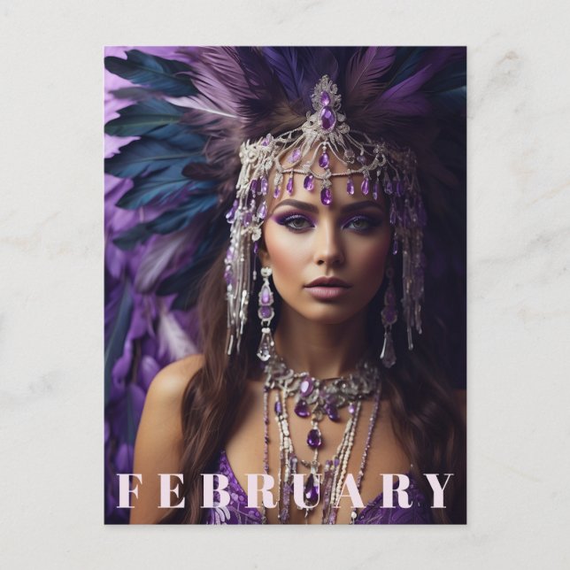 Carte Postale *~* FÉVRIER  AP53 Anniversaire AMÉTHYSTE Boho (Devant)