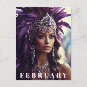 Carte Postale *~* FÉVRIER Headdress AP53 Boho AMÉTHYST