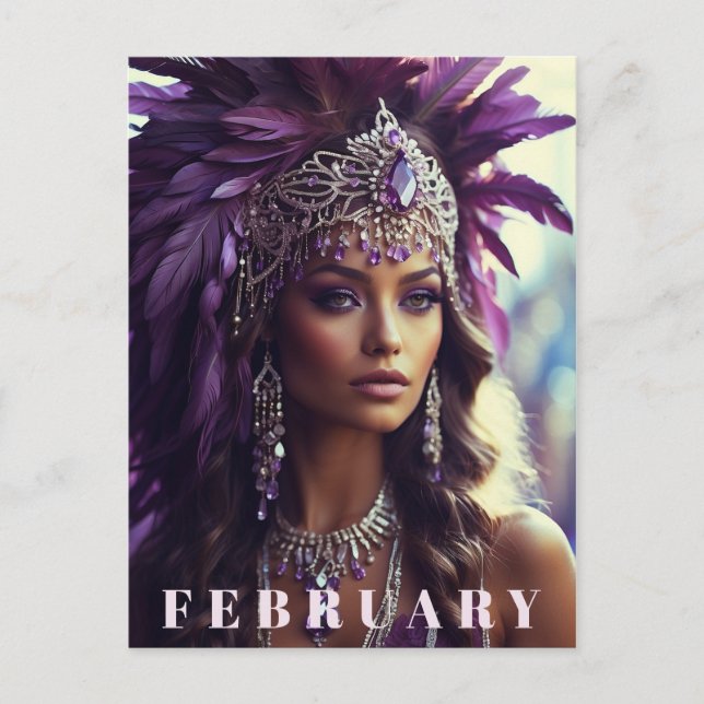 Carte Postale *~* FÉVRIER Headdress AP53 Boho AMÉTHYST (Devant)