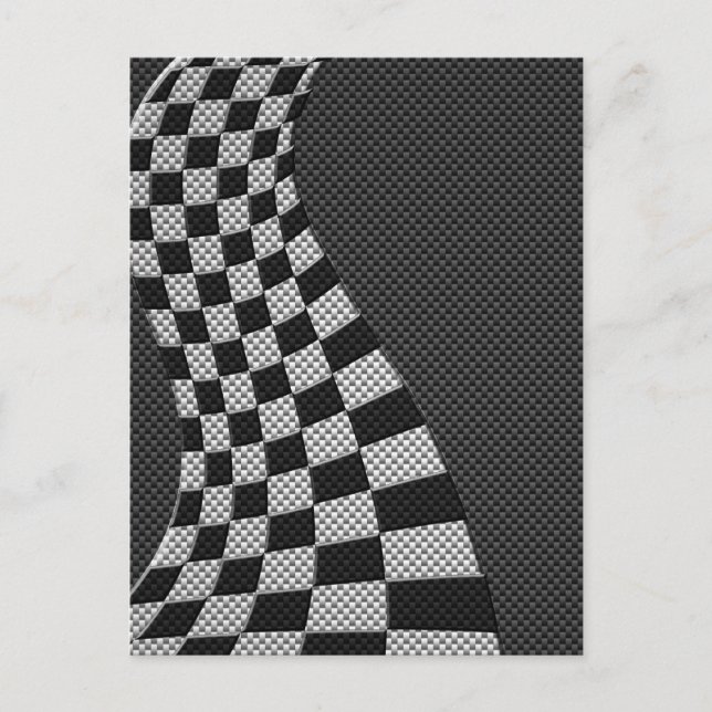 Carte Postale Fibre de carbone comme course Drapeau Wave Print (Devant)