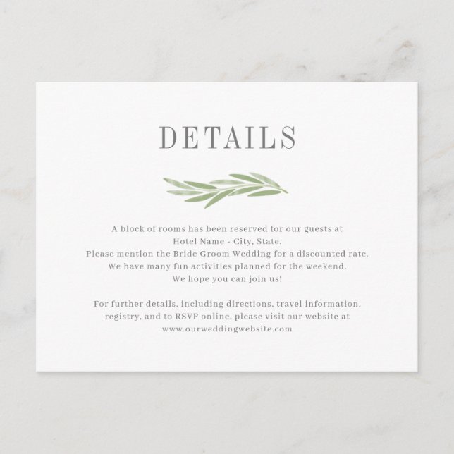 Carte Postale Fiche de boîtier Détails du Mariage de la branche  (Devant)