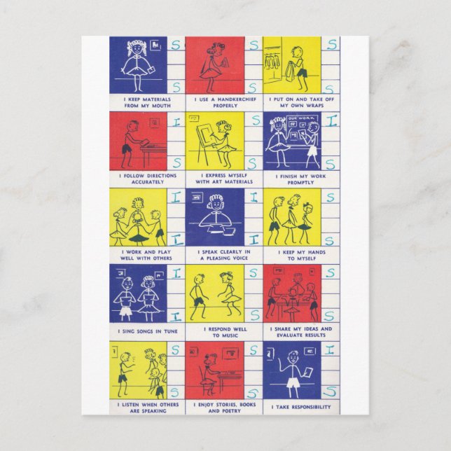 Carte Postale Fiche de rapport de la maternelle (Devant)