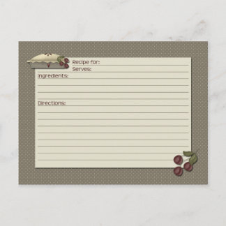 Carte Postale Fiche de recette de cuisine campagnarde