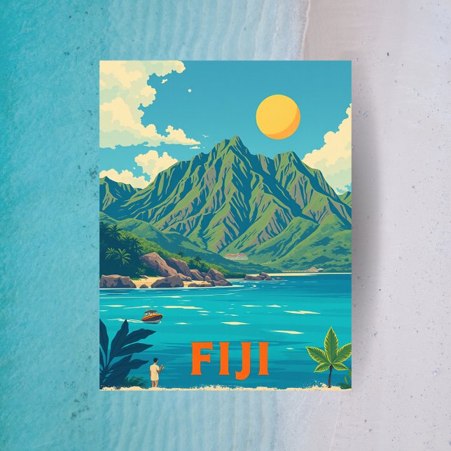 Carte Postale Fidji Tropical Island Beach Travel Art (Fiji Tropical Island Beach Travel Art Postcard)