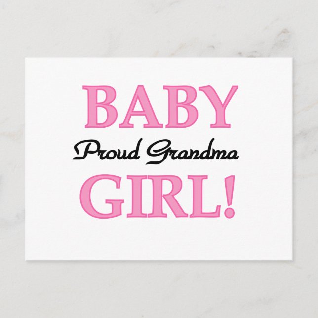 Carte Postale Fier Grand-mère Baby Girl Tshirts et cadeaux (Devant)