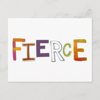 Carte Postale Fierce amusant art coloré mots forte audace brave