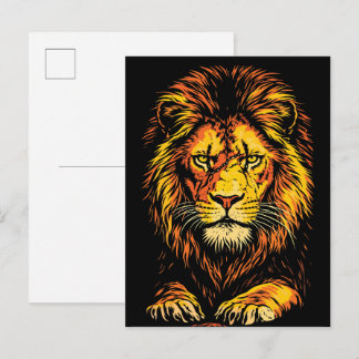 Carte Postale Fierce Golden Mane Predator Stare Illustration