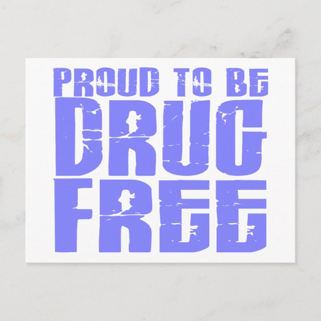 Carte Postale Fière D'Être Sans Drogue 2 Bleu Clair (Devant)