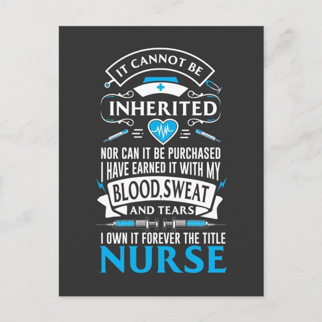 Carte Postale Fière infirmière diplômée cadeau RN Hospital Vie (Devant)