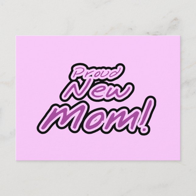 Carte Postale Fière nouvelle maman Purple Texte Tshirts et cadea (Devant)