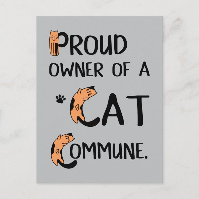 Carte Postale Fière propriétaire d'une Commune de Chat drôle de  (Devant)