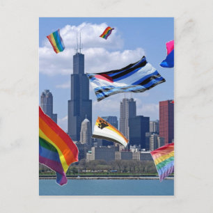 Carte Postale Fierté volante sur Chicago