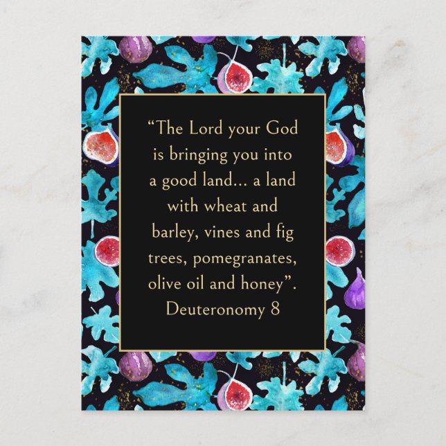 Carte Postale Figes Terre Promise Deutéronome 8 Bible Verse (Devant)